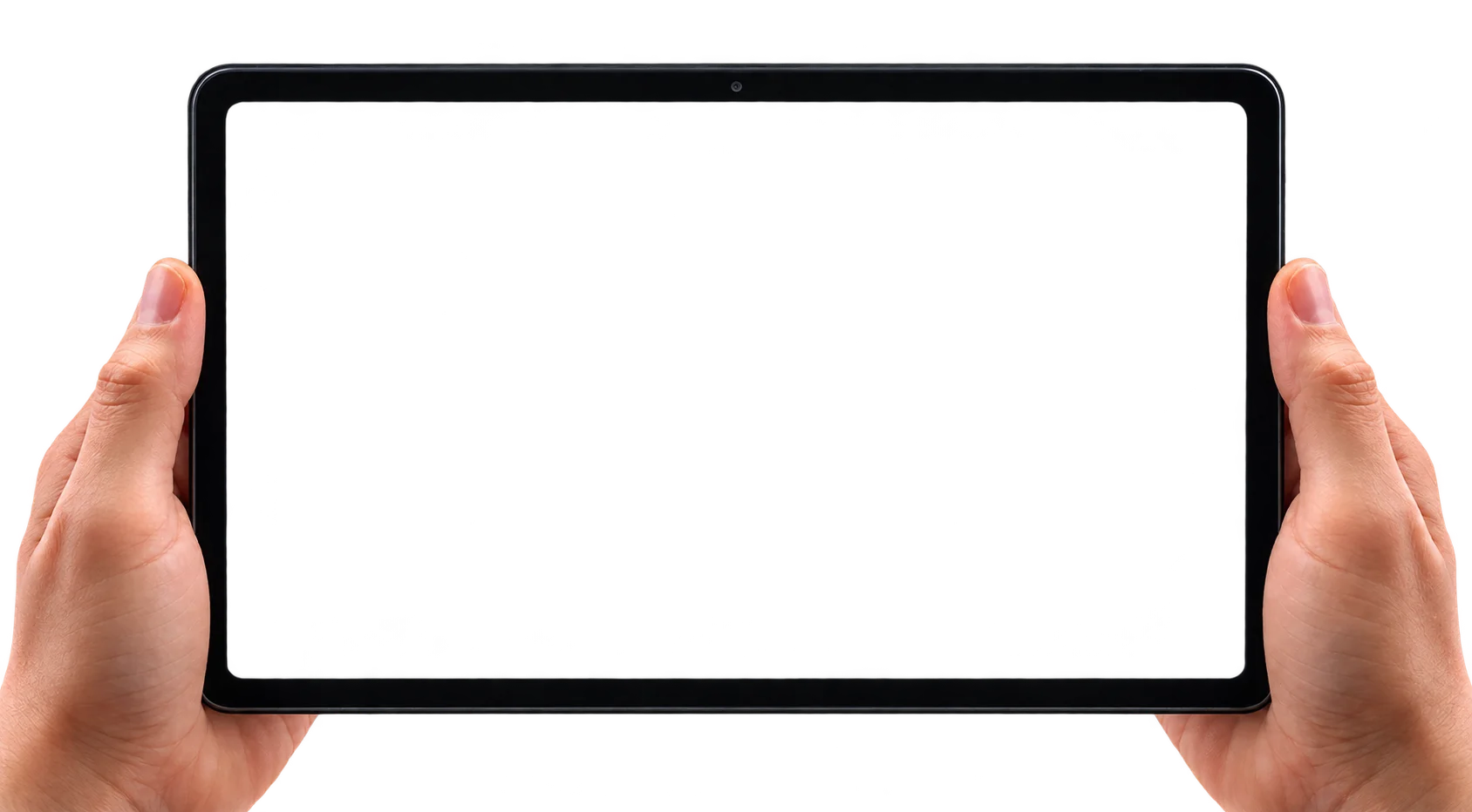 OneAxis application displayed on a tablet held by hands